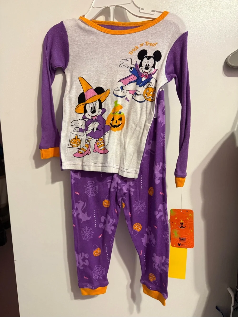 Disney Kids' Mickey & Minnie Halloween Pajama Set - Purple/White